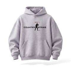 Jasnoszara bluza z kapturem Counter-Strike I tried, widok produktu z przodu