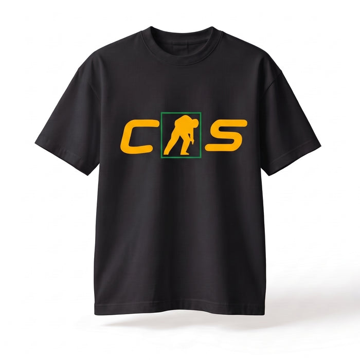 Czarna koszulka Counter-Strike CheaterS, przód z nadrukiem